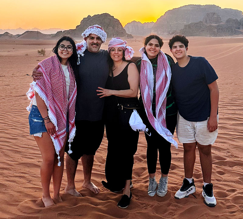 Family photo in Jordan Desert