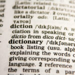 Close-up of dictionary page.