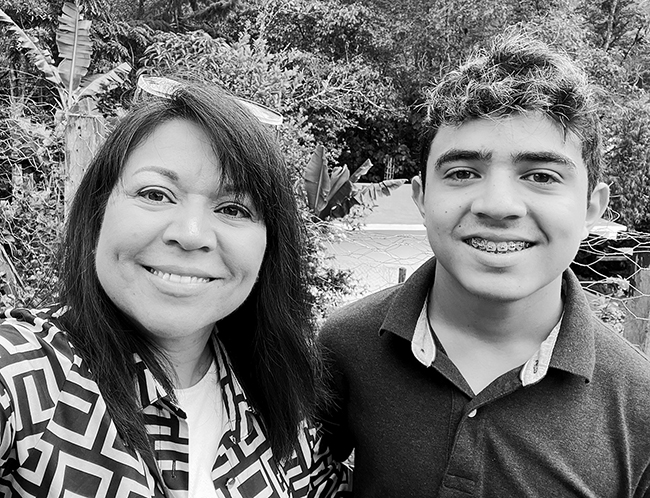 Mother and teenage son