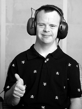 Teen taking a hearing test