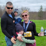 Family posing in park